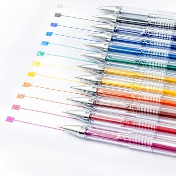 Baile Color Pen Set, 1.0 mm Sparkling Drawing Pen, Gel pen for Coloring Book and Journal Art Projects, Pack of 12