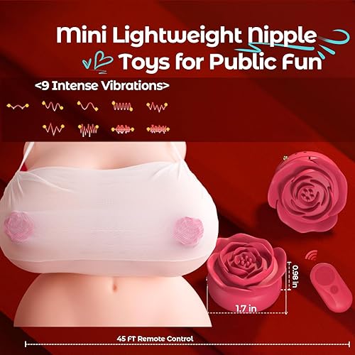 Miniatura 4 de Abrazaderas de pezón vibratorias de rosas, juguetes sexuales para mujeres, mini juguete sexual invisible ajustable BDSM Rose Pezón Sexo, parejas