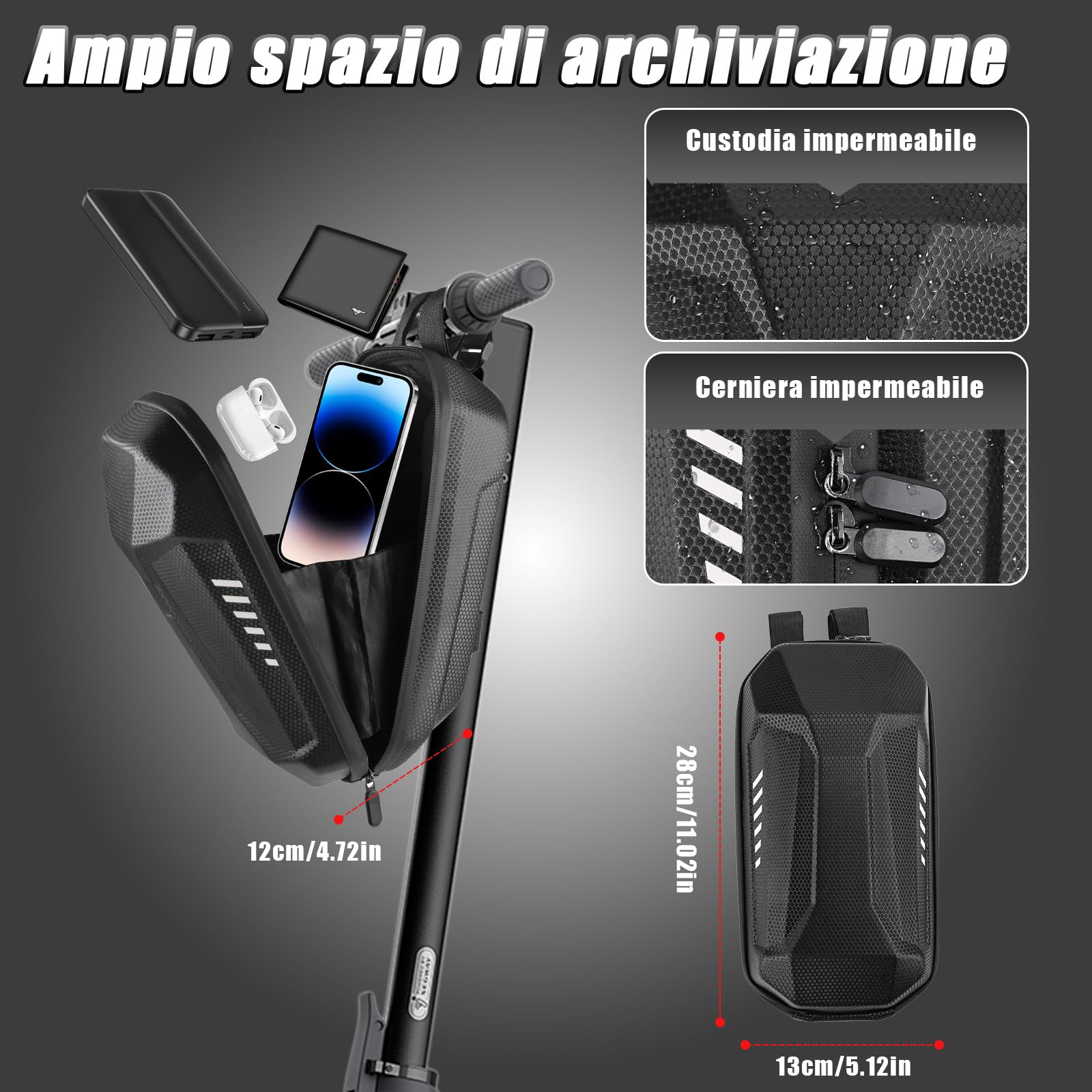 Serratura per scooter elettrico con custodia impermeabile e manicotto di bloccaggio in gomma, serratura ad alta sicurezza, per scooter elettrici/biciclette/e-bike (Nero)