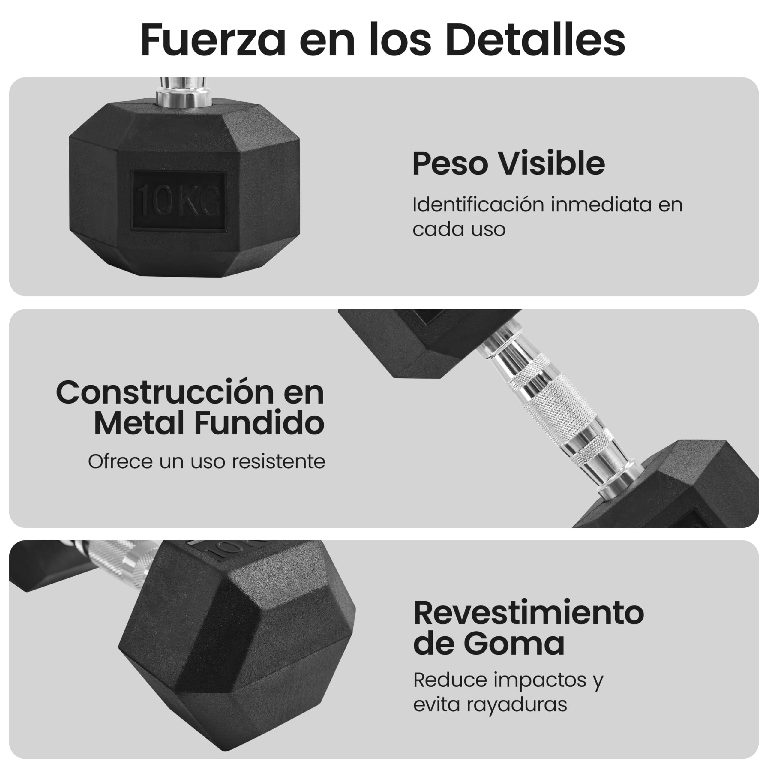 Yaheetech Juego de 2 Mancuernas Hexagonales, 5 kg/10 kg Juego de Pesas Antideslizantes con Revestimiento de Goma para Entrenamientos de Fuerza Gimnasio en Casa