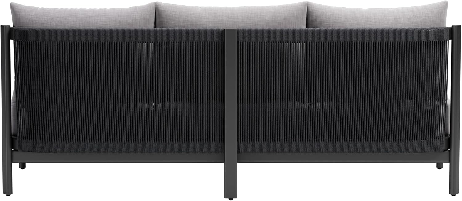 Zuo Horizon Sofa Gray, Gray Sofa, Modern Style, Patio Furniture, Outdoor Fabric, Seats up to 3, Aluminum, Outdoor Living, 78" W x 31.3" D x 31.9" H, Non-Stackable