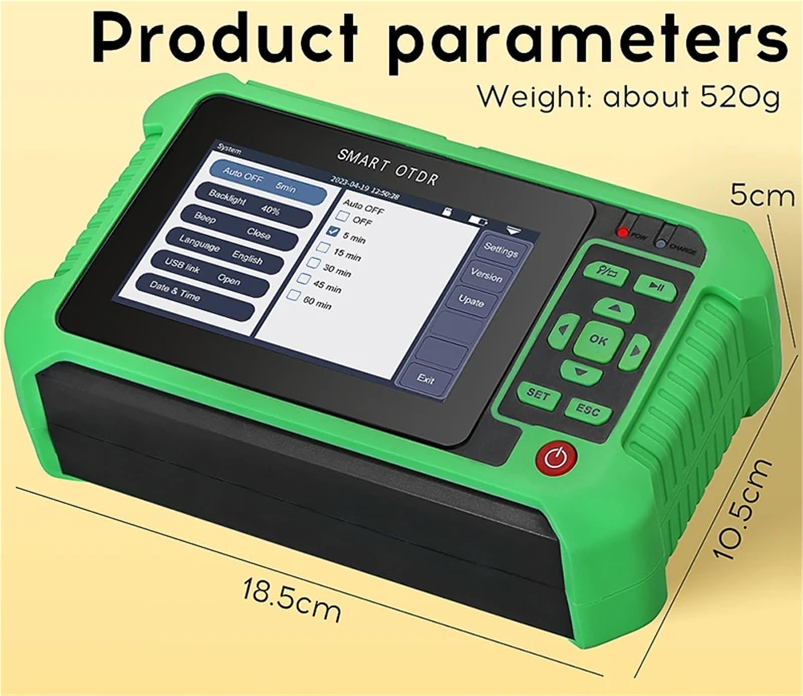 OTDR Fiber Optic Otdr-messgerät Mit 9 Funktionen VFL OLS OPM Ereignis Karte 22/24dB for 80km Fiber Kabel Ethernet tester(UPC)