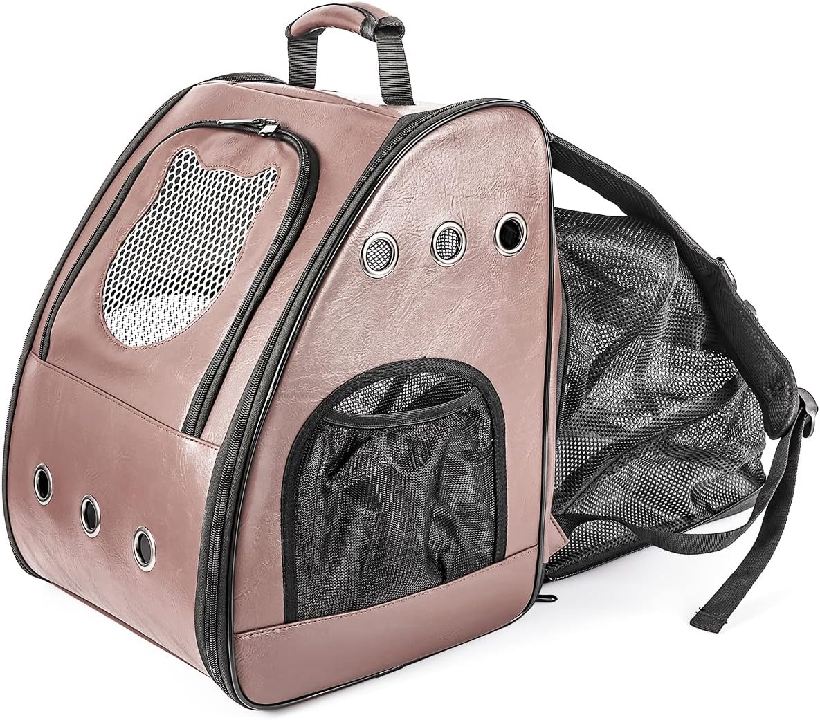 Large Cat Backpack Carrier, Fits Large Fat Cat up to 20 Pounds, Synthetic Leather Expandable Small Dog Backpack Carrier, Airline…