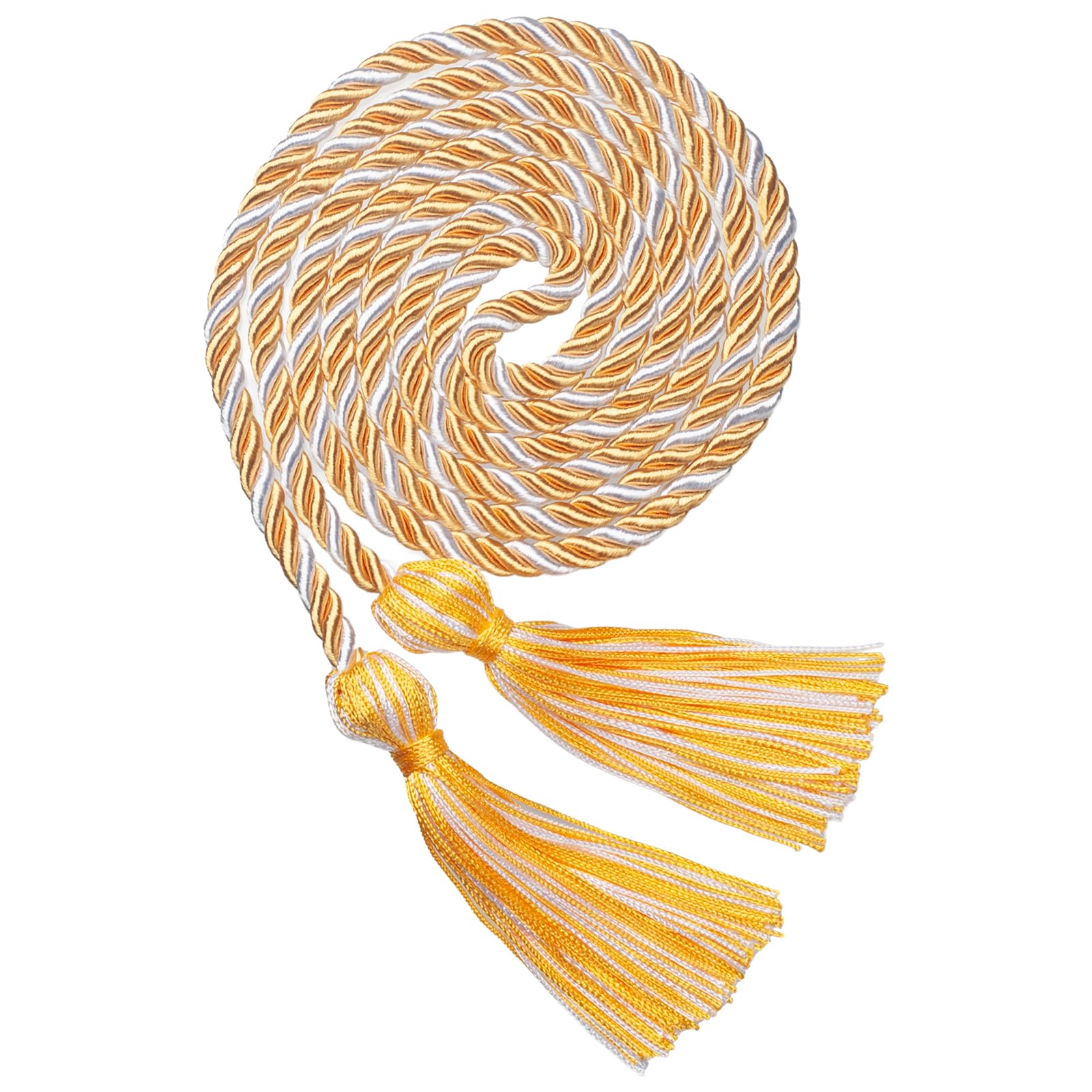 ONUPGO Gold White Graduation Cord, Graduation Honor Cords Rayon Braided Tassel Cord for 2026, 68" Polyester Yarn Long Robe Honor Rope for Graduation Students, Bachelor Gown