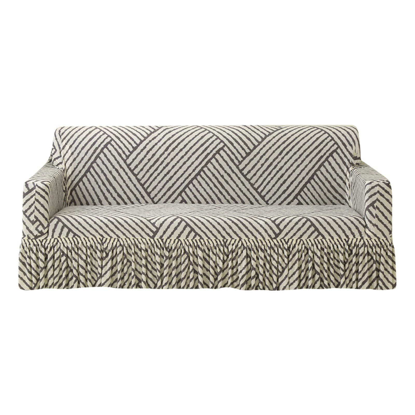 Mllepjdh Sofa Slipcover for 3 Seater, Slip Resistant with Armrests Printed Couch Protector, Machine Washable Color Optional Sofa Protector