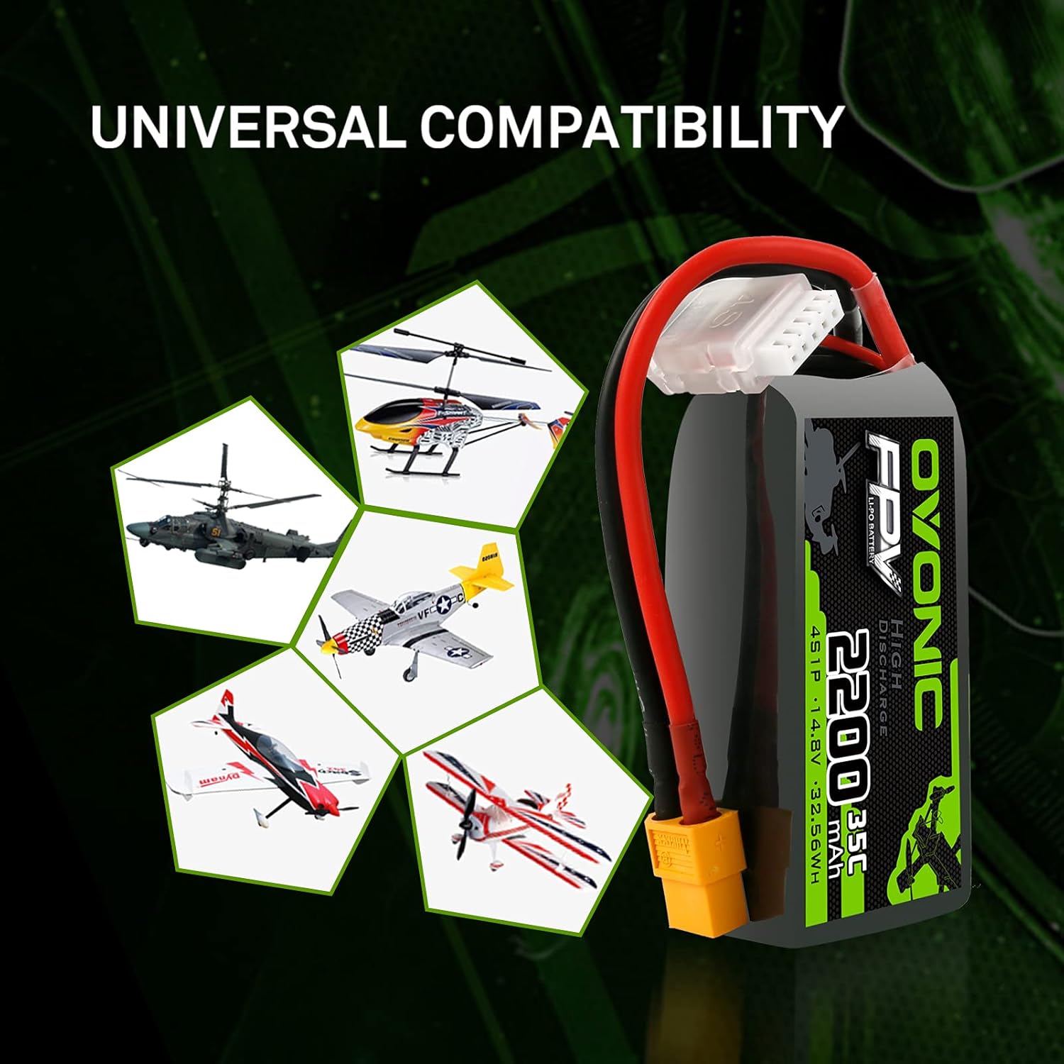 OVONIC 4s Lipo Battery 35C 2200mAh 14.8V Lipo Battery with XT60 Connector for Airplane RC Quadcopter Helicopter FPV Drone
