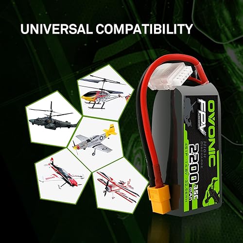 Miniatura 7 de OVONIC 4s Lipo Batería 35C 2200mAh 14.8V Lipo Batería con XT60 Conector para Avión RC Quadcopter Helicóptero FPV Drone