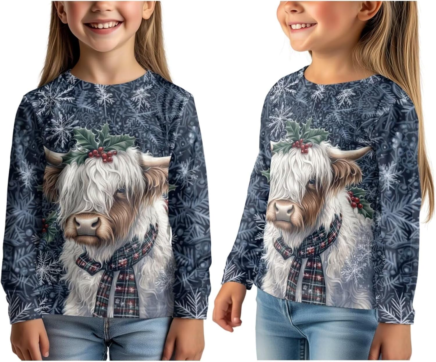 3-14T Girls T Shirt Long Sleeve Crewneck Shirt 3 Pack Athletic Shirt