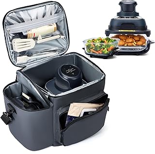 Padded Carrying Bag for Ninja Crispi Air Fryer, 2 Main Pockets Design for Ninja Crispi PowerPod & Container Storage, Water-resistant Portable Carry Case (Bag Only)