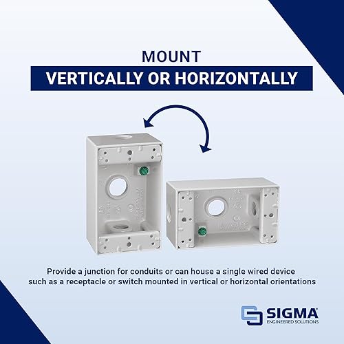 Miniatura 5 de SIGMA ENGINEERED SOLUTIONS 14250WH - Caja de enchufes eléctricos de metal, resistente a la intemperie, fácil montaje para enchufe y protector de