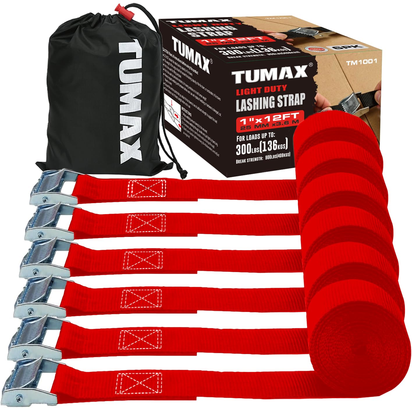 Cam Buckle Tie Down Straps - 6 Pack, 900Lbs Capacity -7