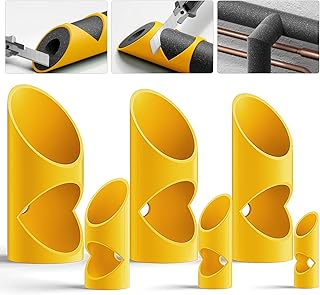 6PCS Foam Pipe Cutter, 6 Sizes Pipe Insulation Foam Water Tube Cutter Tool, Insulation Cutting Fixture for Pipe Insulation in Homes, Industries&Commercial Places 15MM-22MM-28MM-40MM-46MM-53MM (Yellow)