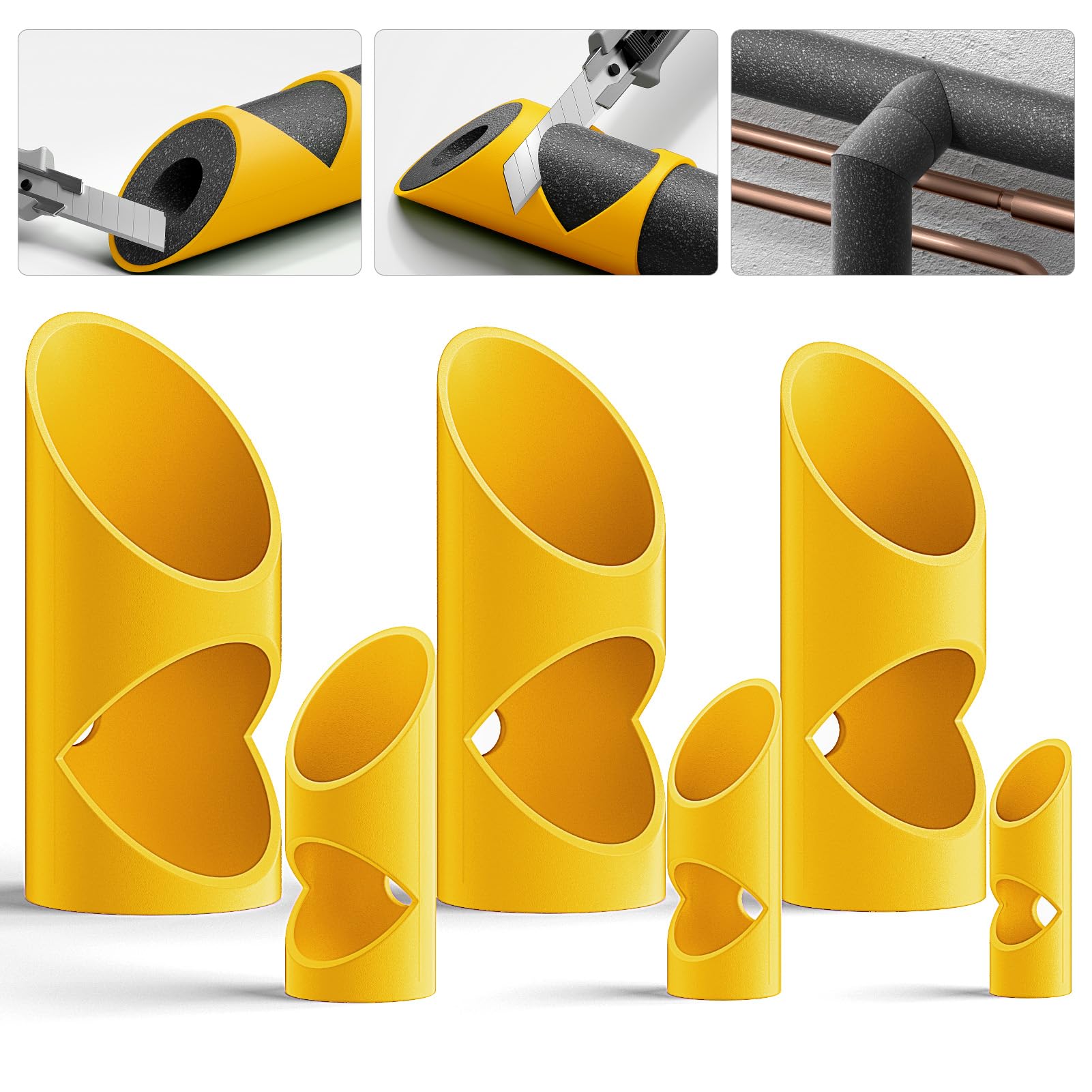 6PCS Foam Pipe Cutter, 6 Sizes Pipe Insulation Foam Water Tube Cutter Tool, Insulation Cutting Fixture for Pipe Insulation in Homes, Industries&