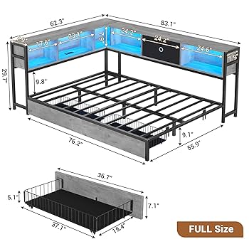D-ROOM⭐️ Amazon.com: Hasuit Corner Full Bed Frame with Storage