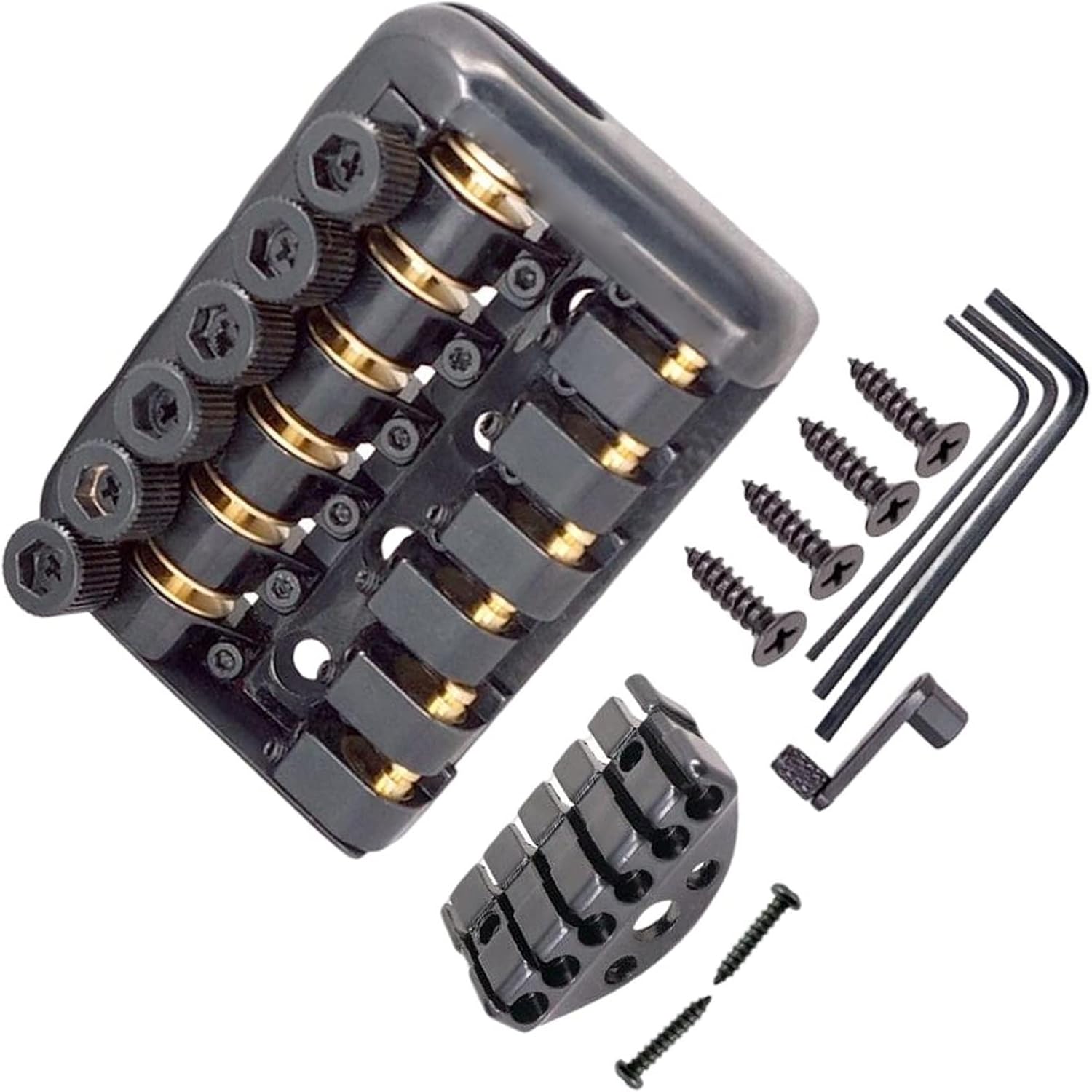 Metal Fixed Hard Tail Saddle Bridge Replacement Guitar Bridge with Wrench Guitar