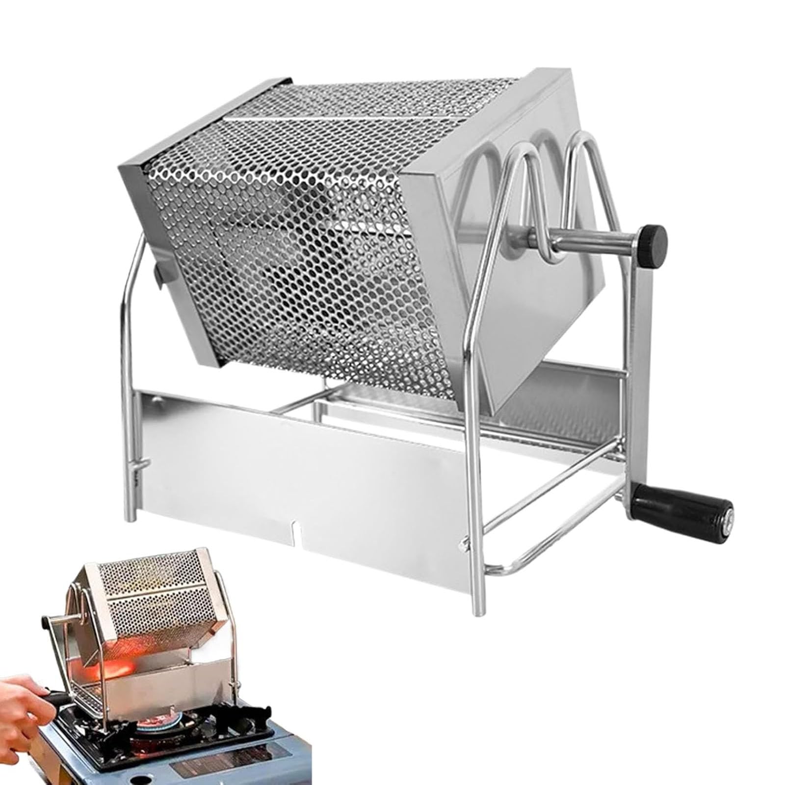 Tostatrice di Caffè Manuale Tamburo Acciaio Manovella Casa Fornello Tostatrice Uso in Cucina Amanti del Caffè