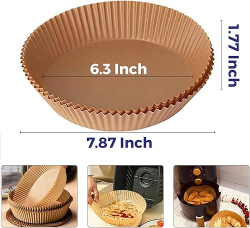 Miniatura 2 de Forro de papel desechable para freidora de aire, 50 piezas de papel pergamino antiadherente para freidora de aire, Lodgisity a prueba de agua,