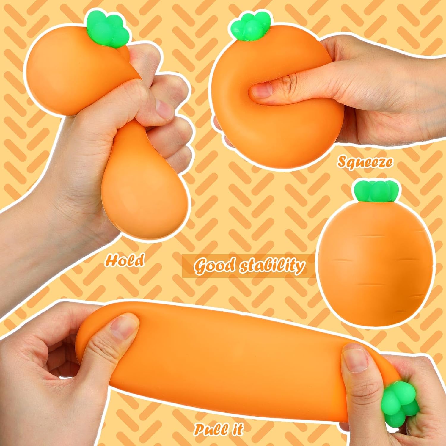 Meooeck 24 Pcs Easter Carrot Stress Balls for Adult Carrot Fidget Balls Cute Carrots Toys for Easter Egg Filler and Basket Stuffers Birthday Party Gift Party Gift ADHD Autism Anxiety