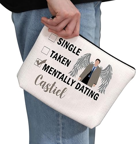 Miniatura 2 de G2TUP Regalo inspirado en Castiel para citas mentales, bolsa de maquillaje de Castiel, bolsa de cosméticos para fanáticos de Castiel, mercancía del