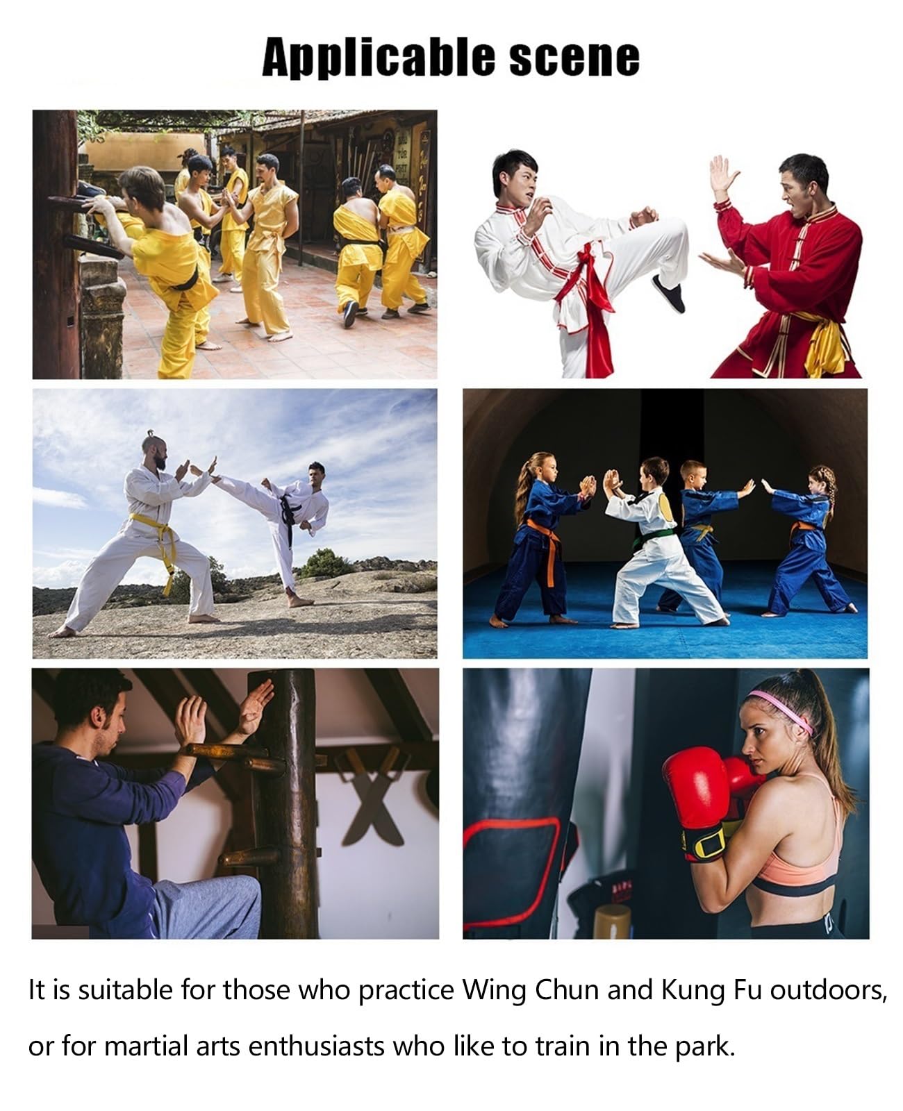 DYK&NX Mannequin de Bois Wing Chun, Bras à Ressort Wing Chun Entraînement De Kung-Fu, Groupé en Plein air au Tai Chi Stick, Ensemble de 3 Pièces, pour Arbre Ou Objet Dur (Color : 1 Spring Hand)