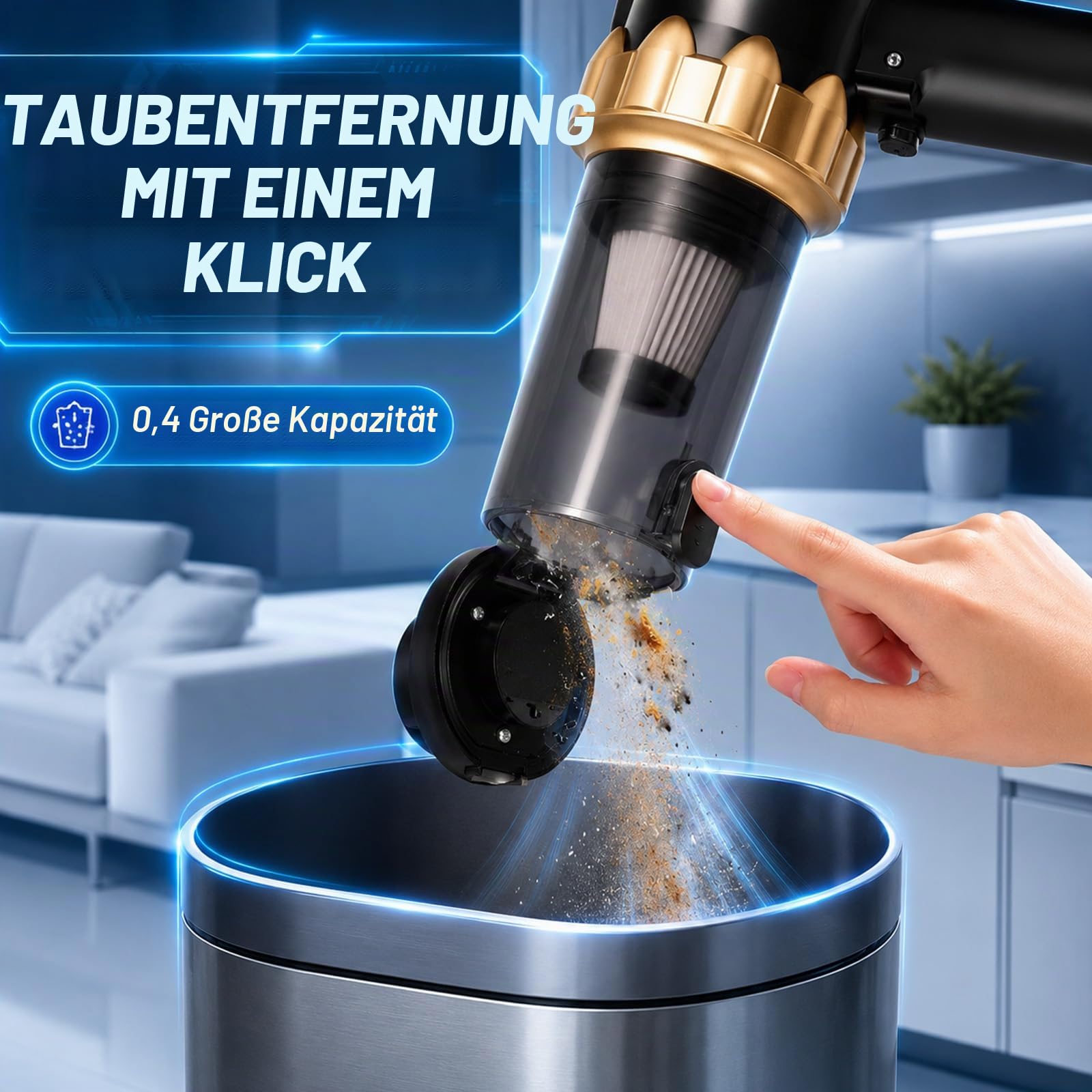 Handstaubsauger Akku Autostaubsauger Auto Stark, Mini Staubsauger Kabellos 26000Pa 4-in-1, Car Vacuum Cleaner Air Duster, Tragbar, Leicht und Wiederaufladbar für Auto, Zuhause und Haustiere