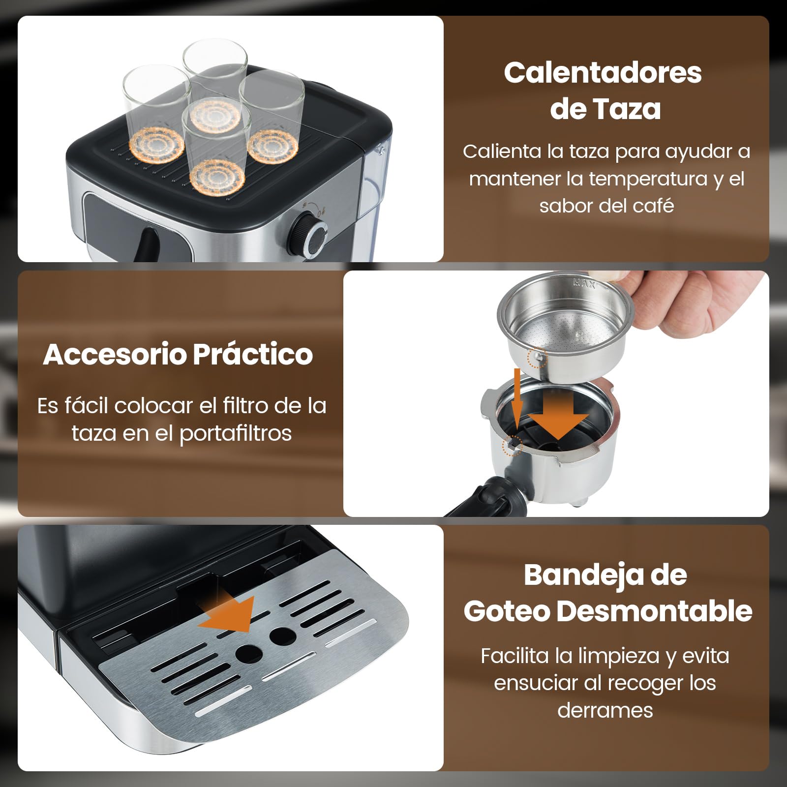 COSTWAY Cafetera Espresso 1200w, Presión de 20 Bares, Maquina de Cafe con Depósito de Agua Extraíble de 1,8 L, Espumador de Leche a Vapor, Coffee Machine para Baristas Cappuccino Macchiato