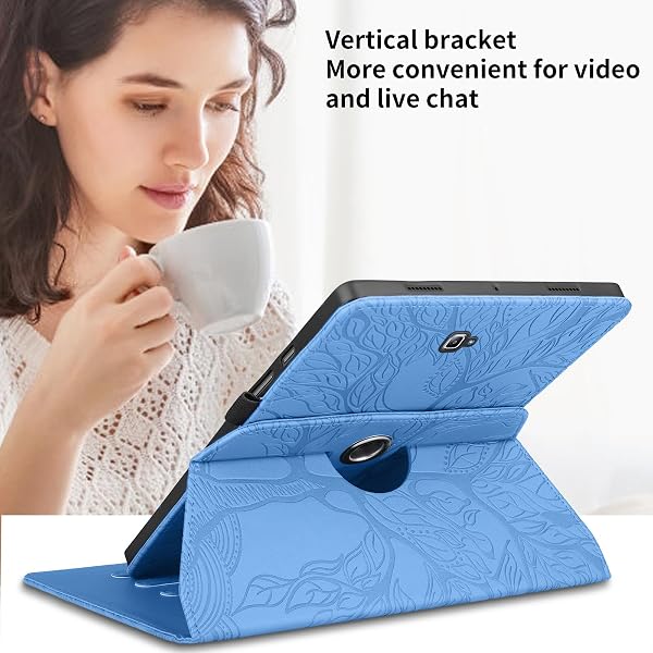 Coque pour Samsung Galaxy Tab A 9.7" (SM-T550/SM-T555) Tablette étuis PU Cuir 360°Rotatif Multi-Angle Stand Flip Protection Housse pour Samsung Galaxy Tab A 9.7" T550 Coque,Bleu Arbres - 5