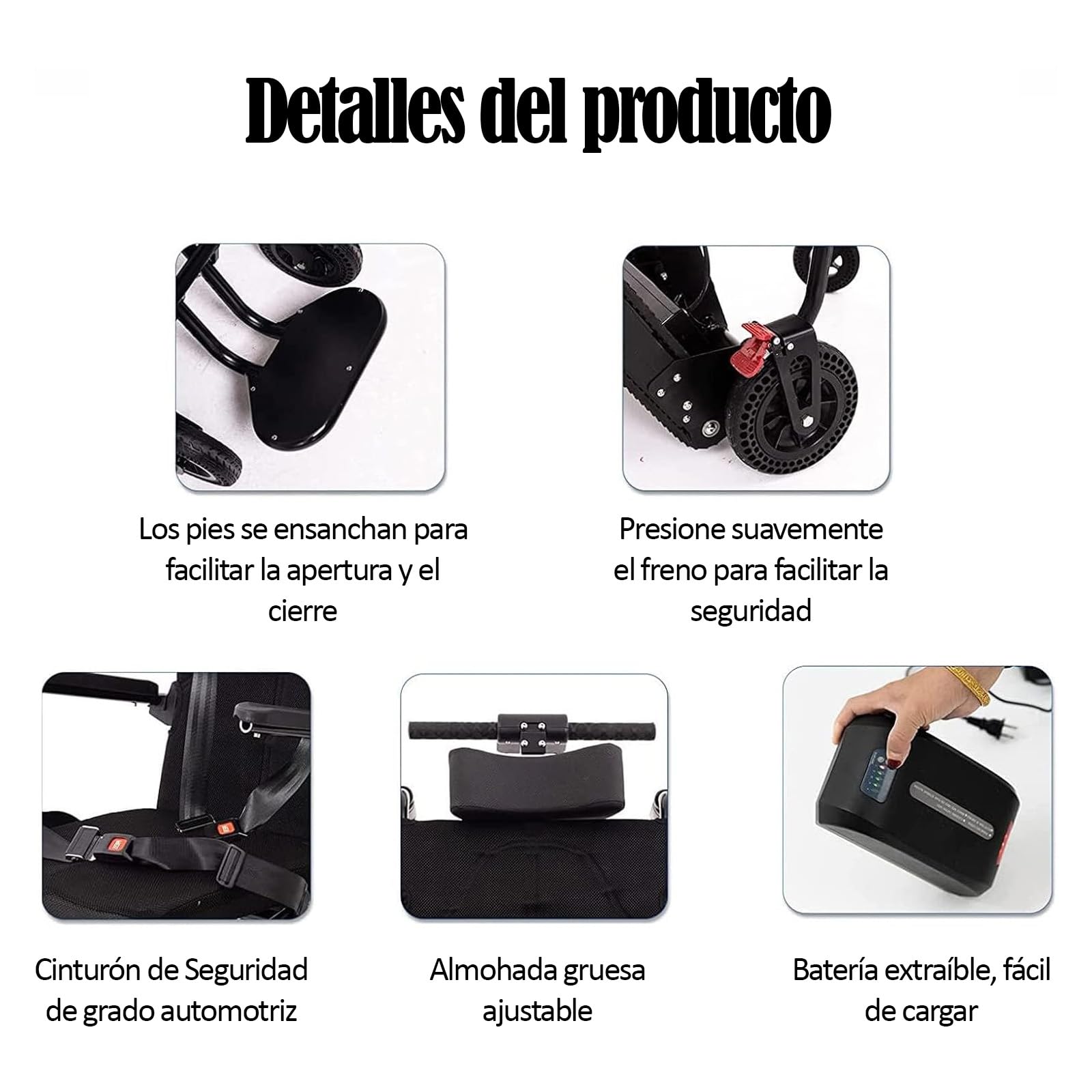 Silla de Ruedas para Subir Escaleras,Silla de Ruedas Eléctrica Plegable Ligera,Adecuada para Personas Mayores con Discapacidad, con Una Carga de 330 Libras,Ayudas Móviles y de Vida Diaria Negro y Rojo