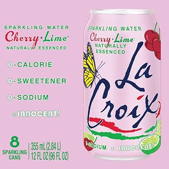 La Croix Sparkling Water, Cherry Lime, 8-Pack Zero Sugar, Zero Calories, Zero Sodium
