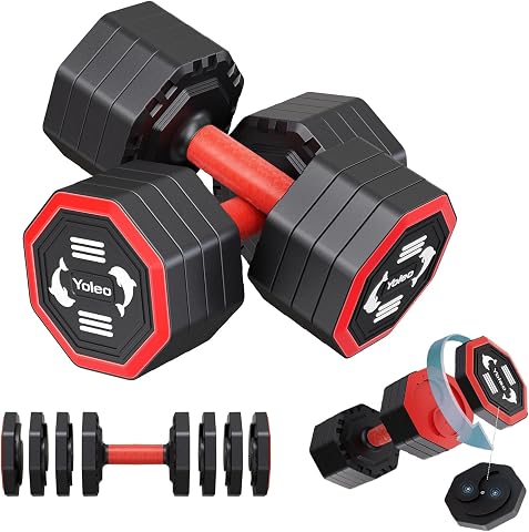 Yoleo 4-in-1 Adjustable Dumbbell Set (10/15/20/25 lb)