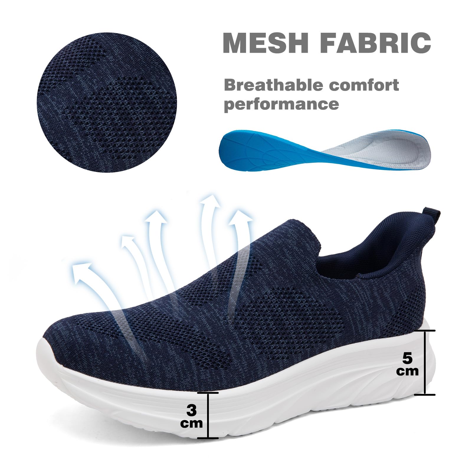 Baskets Mode Homme Chaussures de Sport sans Lacets Mocassins Loafers Chaussures de Running Légeres Chaussure de Tennis Chaussure de Marche Taille 39-46