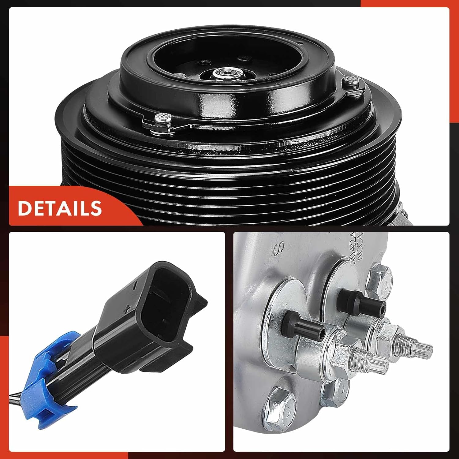 A-Premium Air Conditioner AC Compressor with Clutch Compatible with Volvo VNL 2006-2007, VNM 2007, 10.8L 14.9L 16.1L
