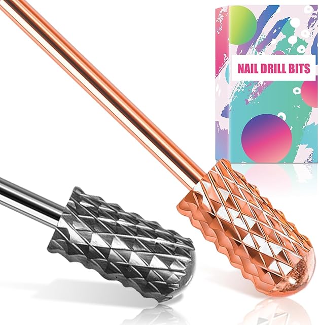 Nail Drill Bits, 2 Pcs Safety Nail Bits for Nail Drill, 3/32'' Tungsten Carbide Nail Drill Bit, Smooth Round Top Large Barrel Bits, Nail Supplies for Nail Tech to Remove Acrylic Nails (2XC)