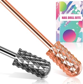 Nail Drill Bits, 2 Pcs Safety Nail Bits for Nail Drill, 3/32 Tungsten Carbide Nail Drill Bit, Smooth Round Top Large Barrel Bits, Nail Supplies for Nail Tech to Remove Acrylic Nails 2XC