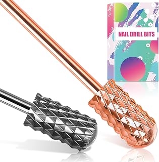 Nail Drill Bits, 2 Pcs Safety Nail Bits for Nail Drill, 3/32'' Tungsten Carbide Nail Drill Bit, Smooth Round Top Large Barrel Bits, Nail Supplies for Nail Tech to Remove Acrylic Nails (2XC)