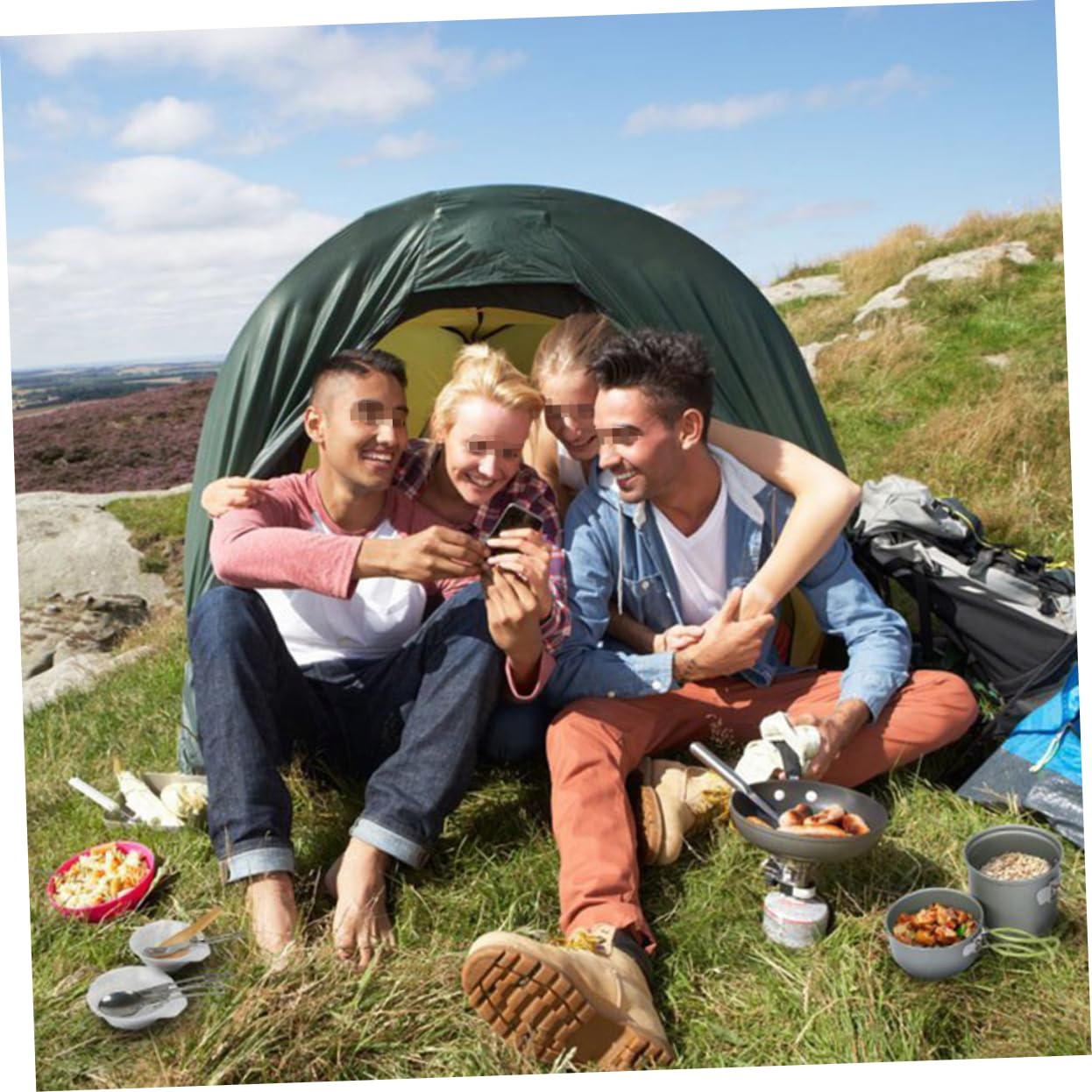 INOOMP cocinar para Acampar Accesorios de Camping Accesorios para el Camping acessórios de acampamento Utensilios de Cocina Juego de ollas Equipo Kit de Campamento cámping Taza de Agua