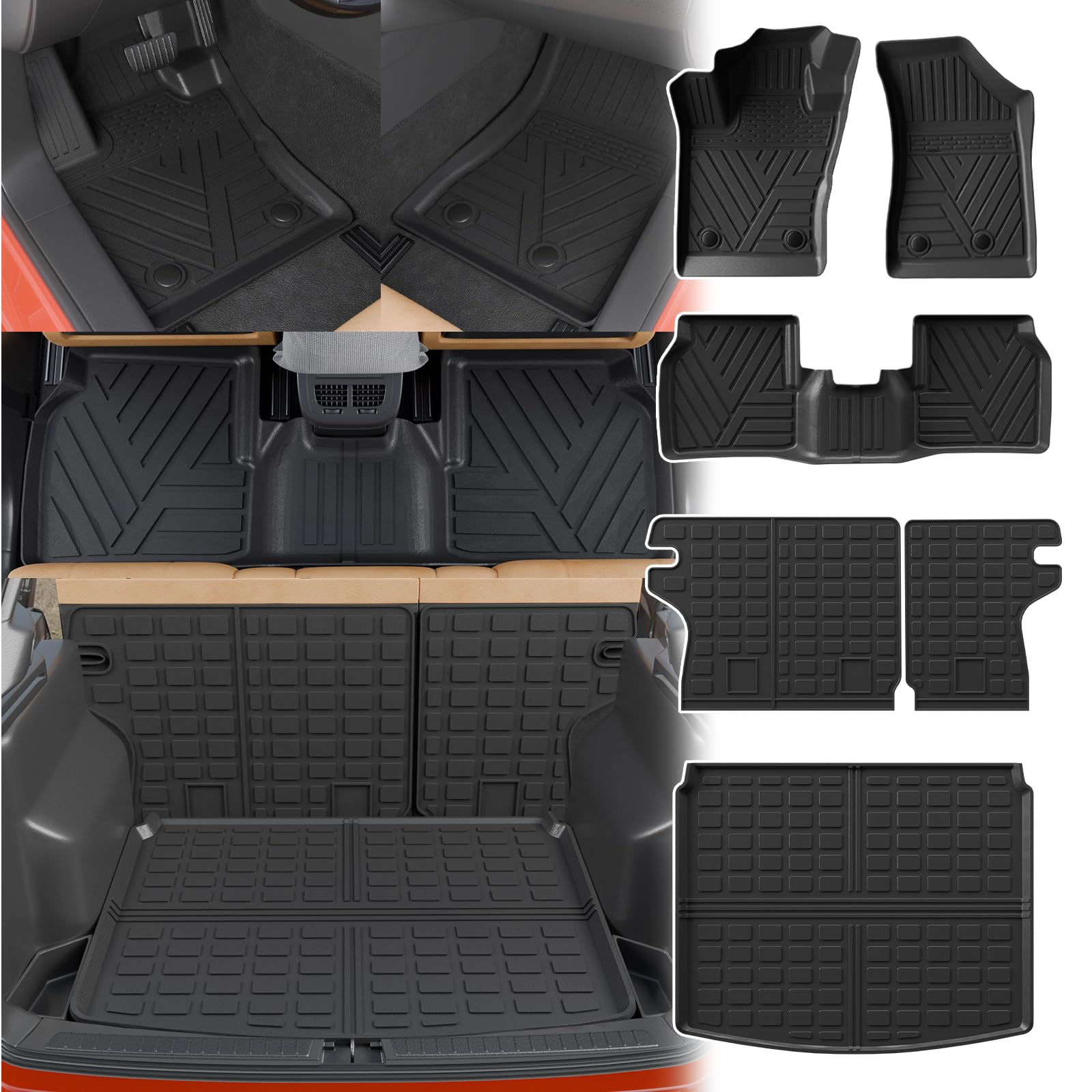 HAFIDI Tappetini Auto TPE E Fodera Bagagliaio Per Jeep Compass 2017-2025 – Set Completo 3 Pezzi Antiscivolo E Impermeabile - 3