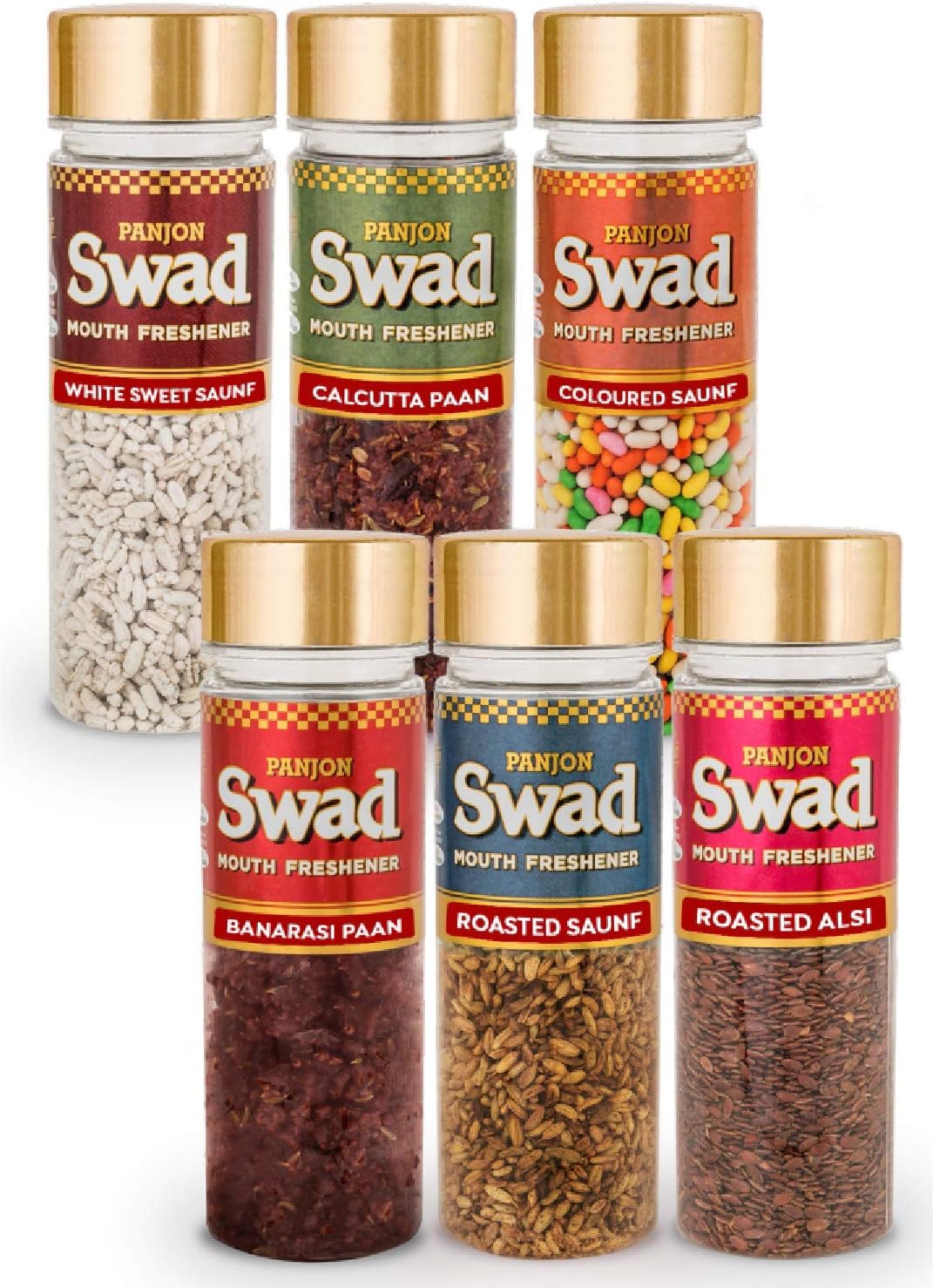 Swad Mouth Fresheners White Sweet Saunf Royal Fresh Roasted Alsi (Pack of 6) 585 Gm