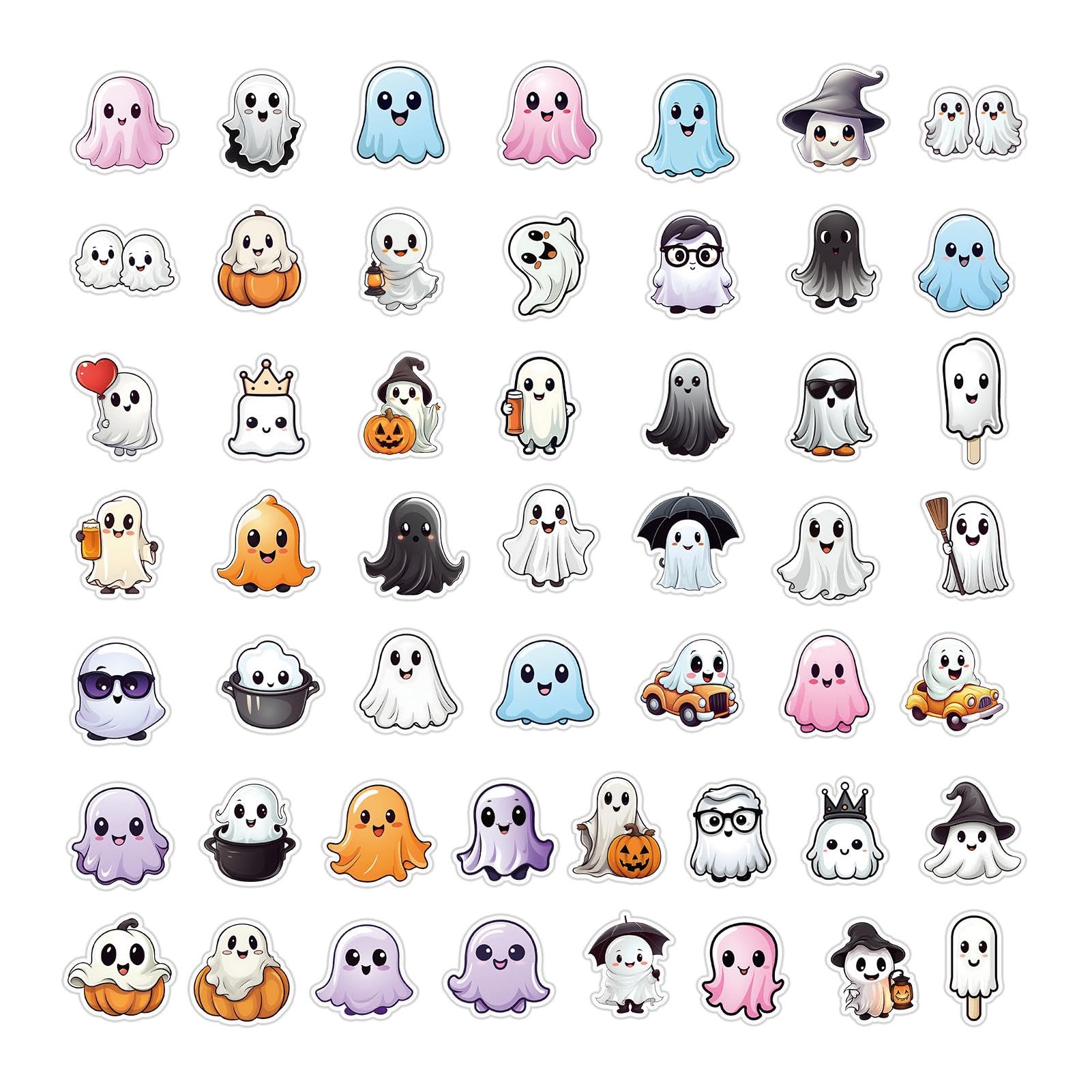 Ghost Stickers Cute | Cute Ghost Decal Stickers - Halloween Decal Stickers Ghost Variety Pack Stickers for Teens, Boys, Girls, Adults for Water Bottles, Lapto