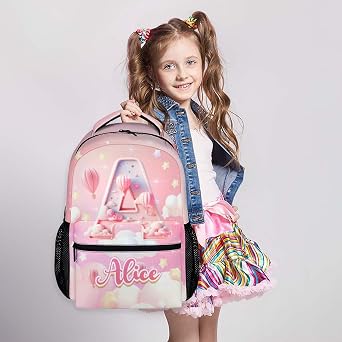 Personalised Kids Backpack with Name & Initial | Custom Children's School Bag, Durable Oxford Fabric Rucksack for Boys and Girls, Nursery & Primary School