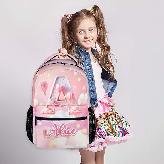 Personalised Kids Backpack with Name & Initial | Custom Children's School Bag, Durable Oxford Fabric Rucksack for Boys and Girls, Nursery & Primary School