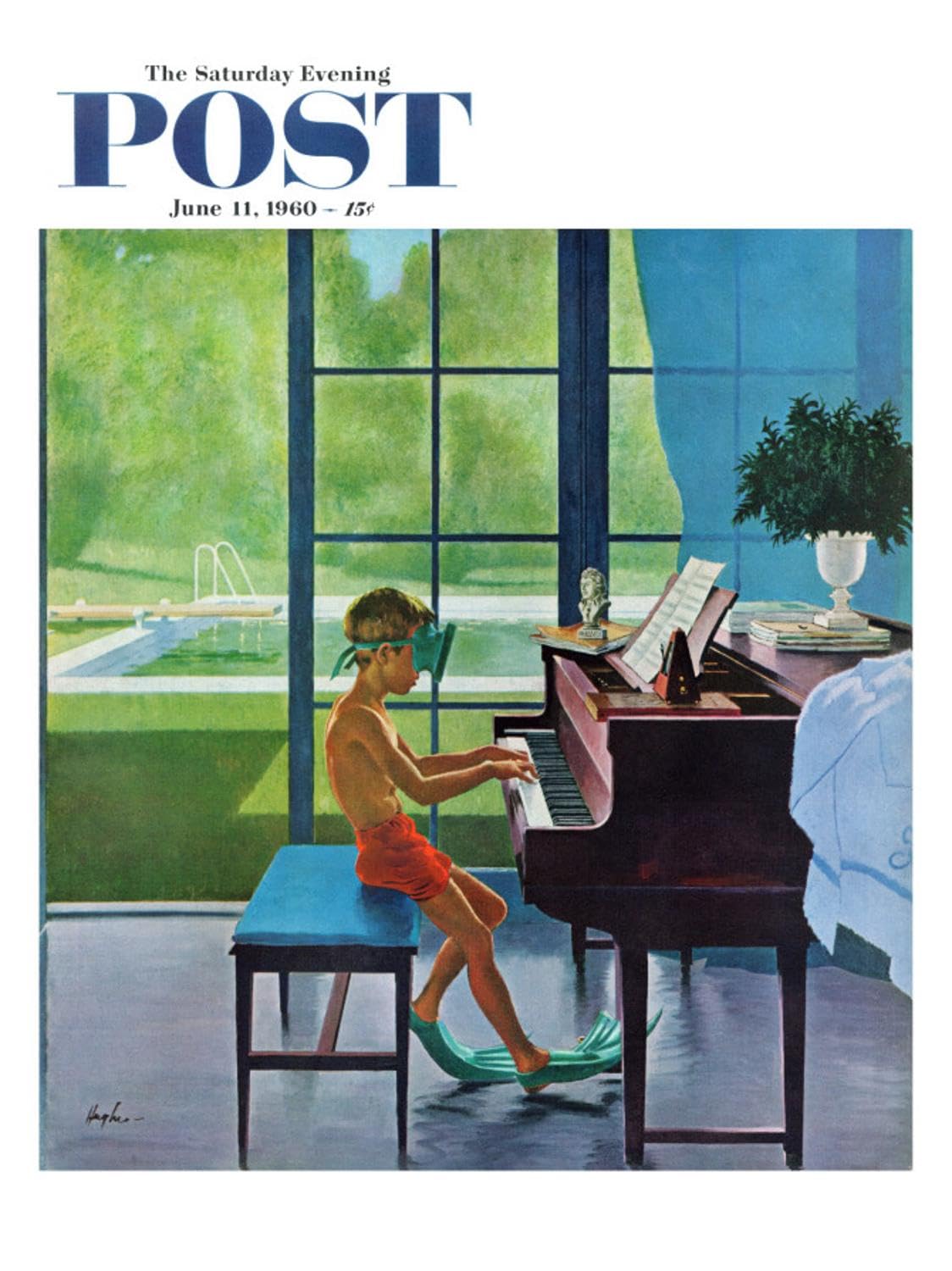 Amazon.com: ART.COM Wall Giclee Print Poolside Piano Practice