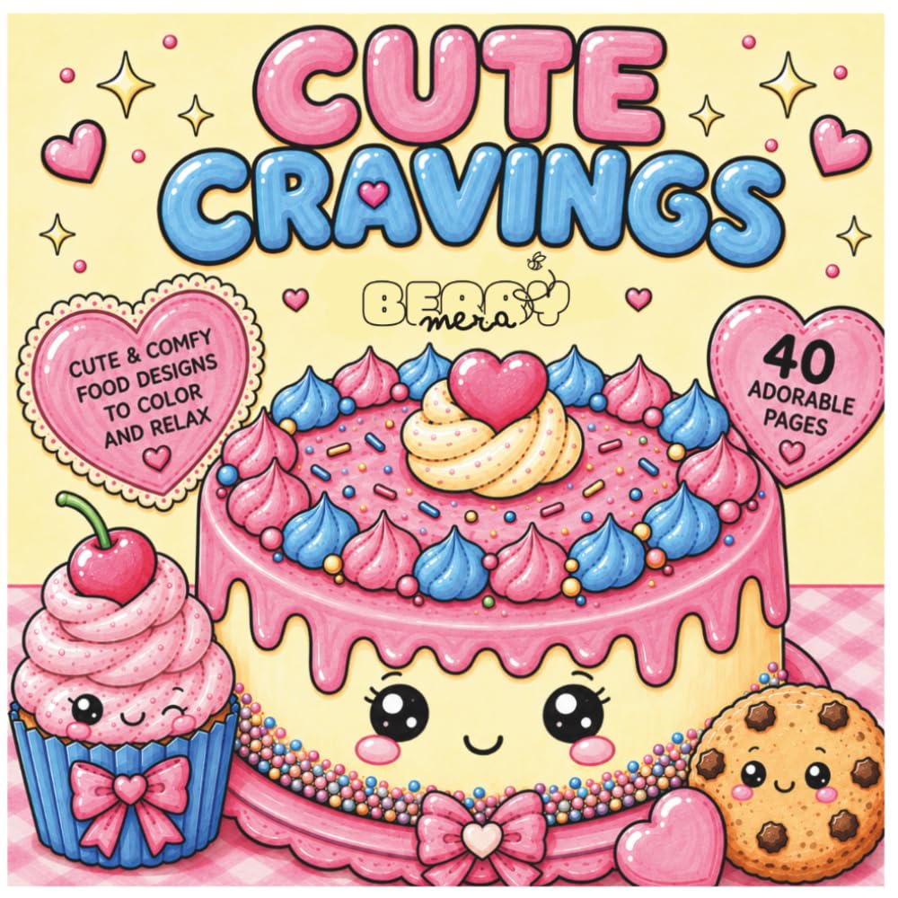 Cute Cravings: A Bold and Easy Food Coloring Book for Adults, Teens, and Kids with Adorable Sweet Treats and Yummy Snacks