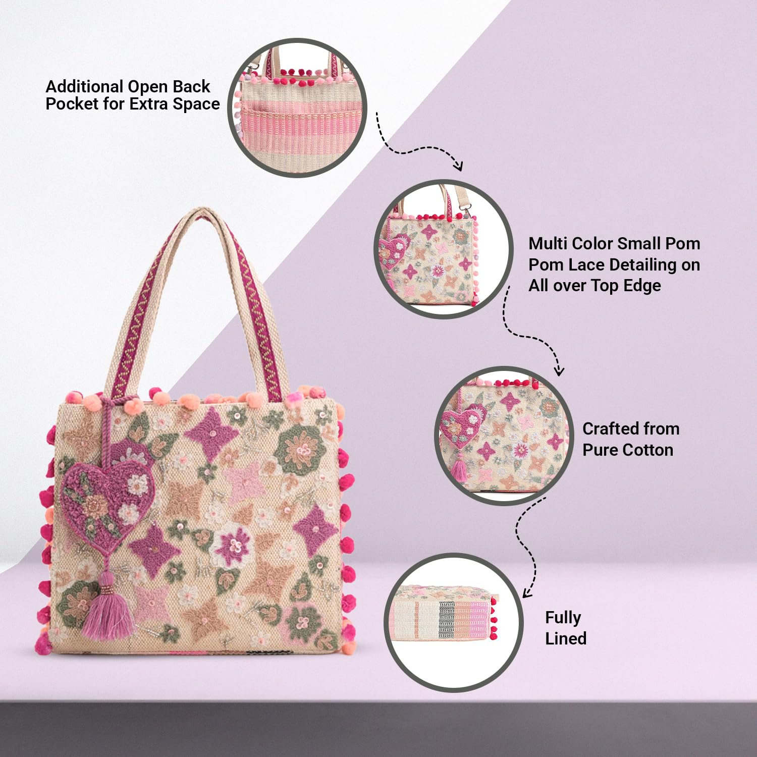 Boho Girl Mini Tote Bag for Women Whimsical Jacquard Handbag with Adjustable Strap Stylish and Elegant Ladies Crossbody Shoulder Purse, Sling Bag Perfect Birthday, Anniversary and Wedding Gift 2