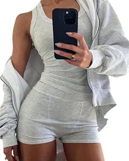 CHICME Women's Sleeveless Tank Top & Shorts Pajama Set - Ribbed Knit 2-Piece Lounge Wear, U-Neck Comfort for Summer Lounging