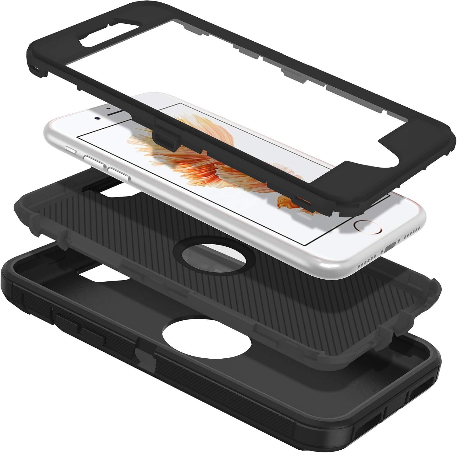 I-HONVA for iPhone SE 2016 Case, for iPhone 5S/5 Case Built-in Screen Protector Shockproof Dust/Drop Proof 3 in 1 Full Body Protection Rugged Heavy Duty Cover Case for Apple iPhone SE/5S/5, Black