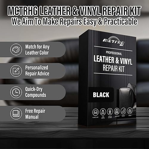 Miniatura 5 de Kit de reparación de cuero negro para el interior del automóvil, kit de reparación de asiento de cuero para automóviles, repara fácilmente muebles,