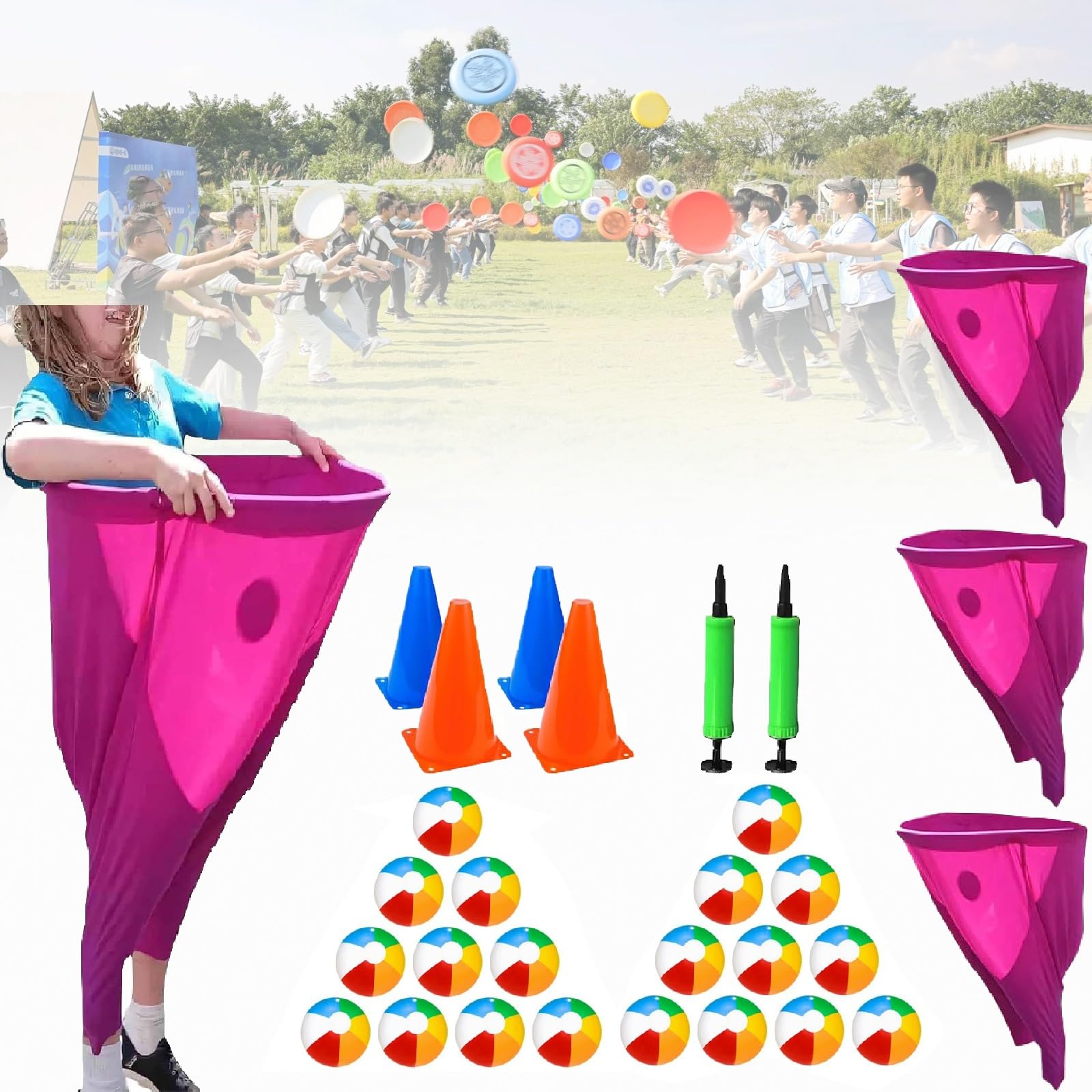 Gra zespołowa Granny Pants Outdoor Game: gigantyczny zestaw rekreacyjny do ogrodu - zabawny dzień na boisku, spotkanie towarzyskie i impreza na trawniku dla osób w każdym wieku​(Red*4)