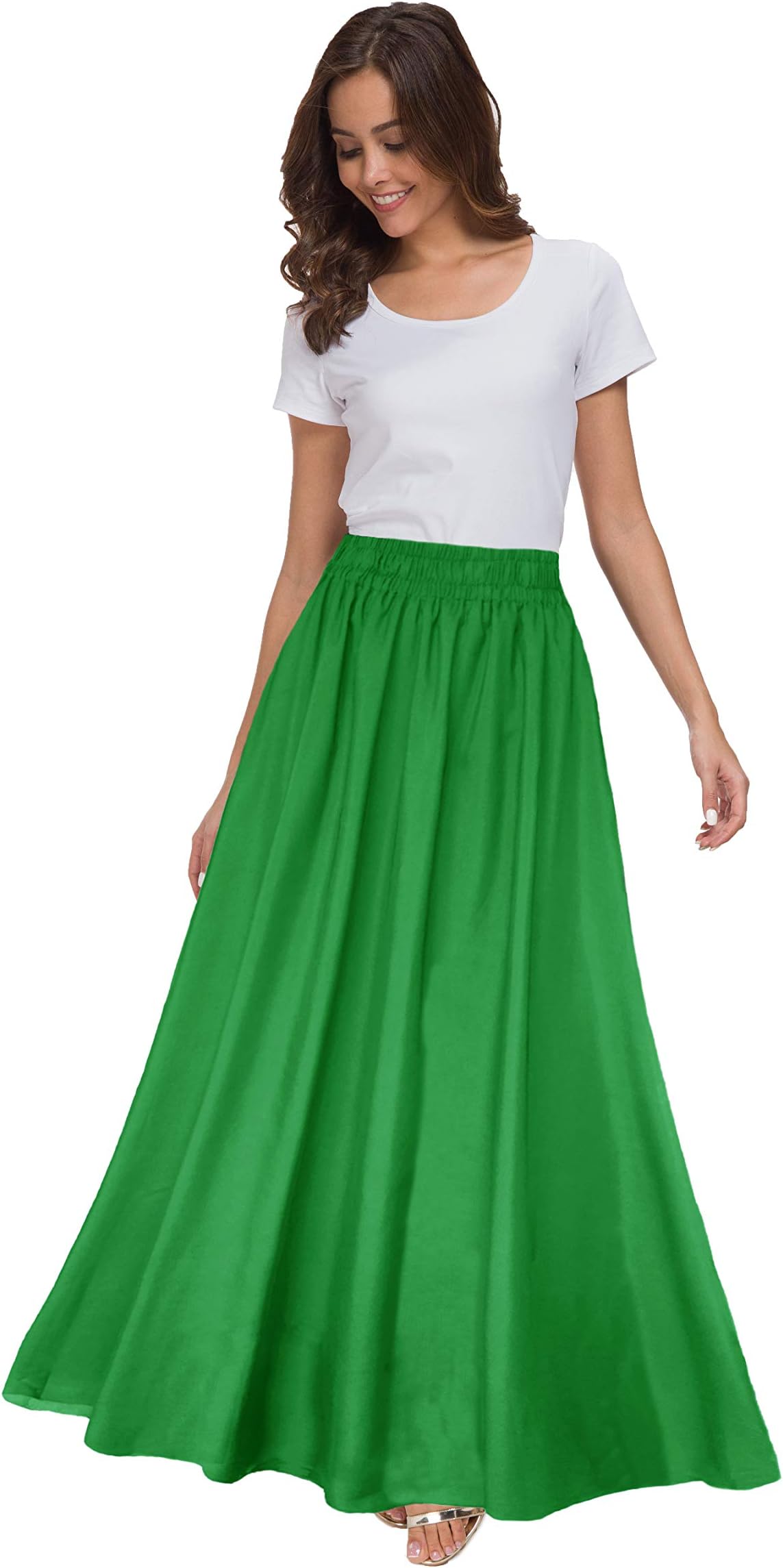 Sinono Womens Chiffon Retro Maxi Skirt Vintage Ankle-Length Skirts
