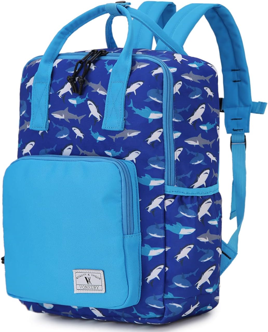 VX VONXURY School Backpack,Convertible Preschool Toddler Boys Bookbag Fits A4 Folder(Blue Shark)